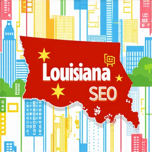 Louisiana cityscape with digital marketing icons