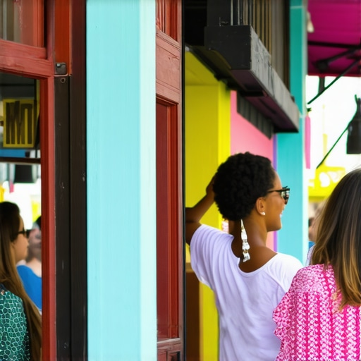 Local New Orleans business engaging in community event with lively atmosphere and vibrant colors.