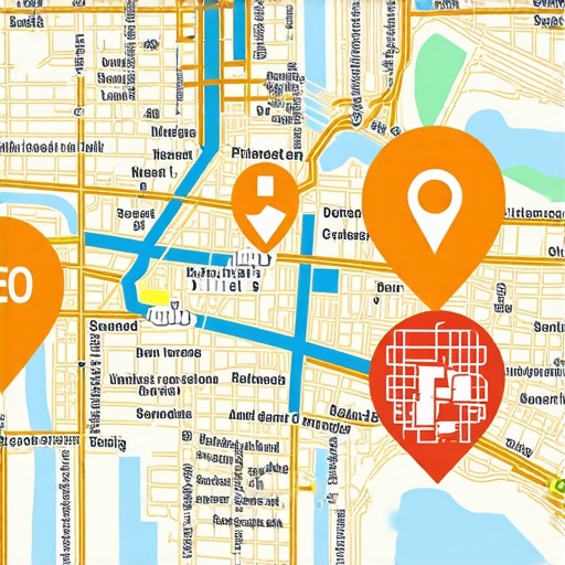 Digital map of New Orleans with SEO icons