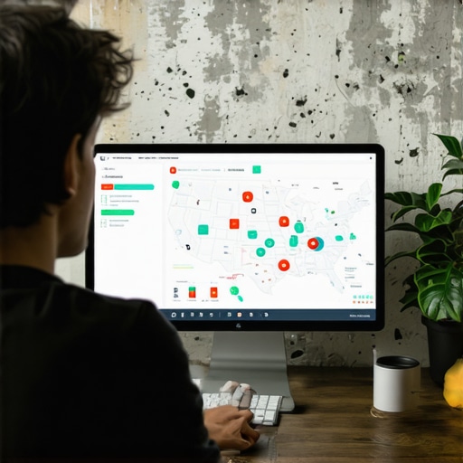 Person analyzing local SEO data on a laptop with Louisiana map in the background.