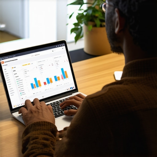 Person analyzing local search rankings on a laptop with SEO dashboards.