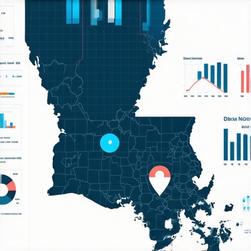 Local SEO Dashboard for Louisiana Businesses Dashboard displaying local SEO performance metrics with Louisiana map