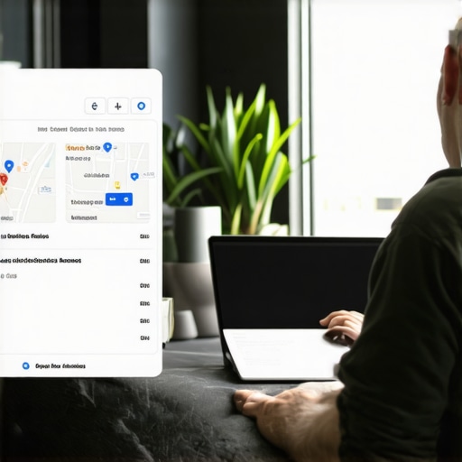 Louisiana Google Maps Optimization Business owner optimizing Google My Business profile with Louisiana landmarks in background.