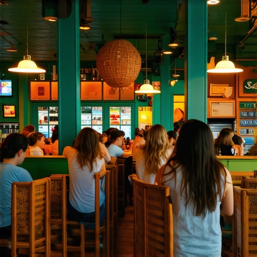 Interior shot of a lively New Orleans restaurant with patrons dining