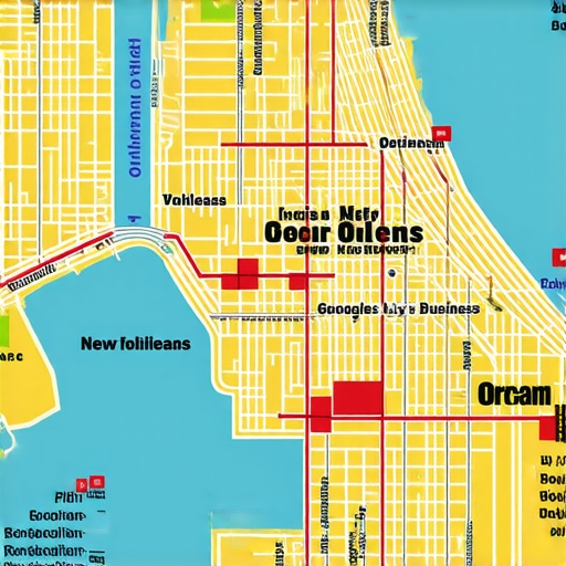 Map showing optimized Google Maps listings for New Orleans businesses