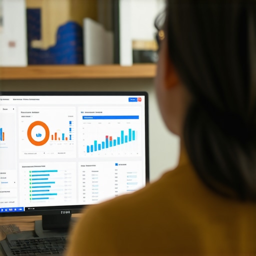 A marketer examining SEO analytics on a screen with Louisiana maps and charts