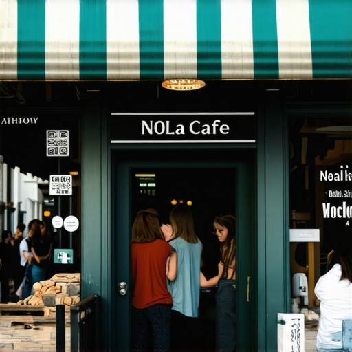 NOLA café storefront on a busy street