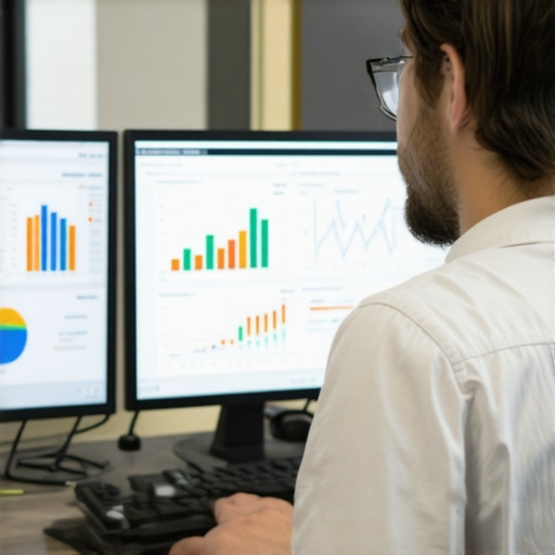 A person analyzing local SEO data on computer screens to maintain Google Maps rankings.