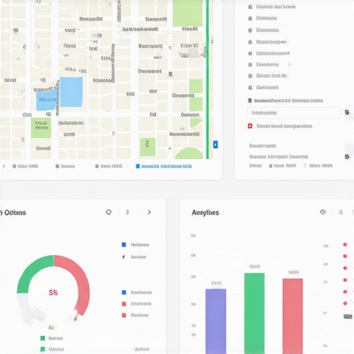 Screenshot of local SEO analytics dashboard with maps and engagement metrics