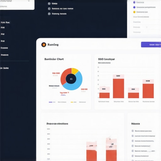 Screenshot of SEO analytics dashboard with maps and ranking charts